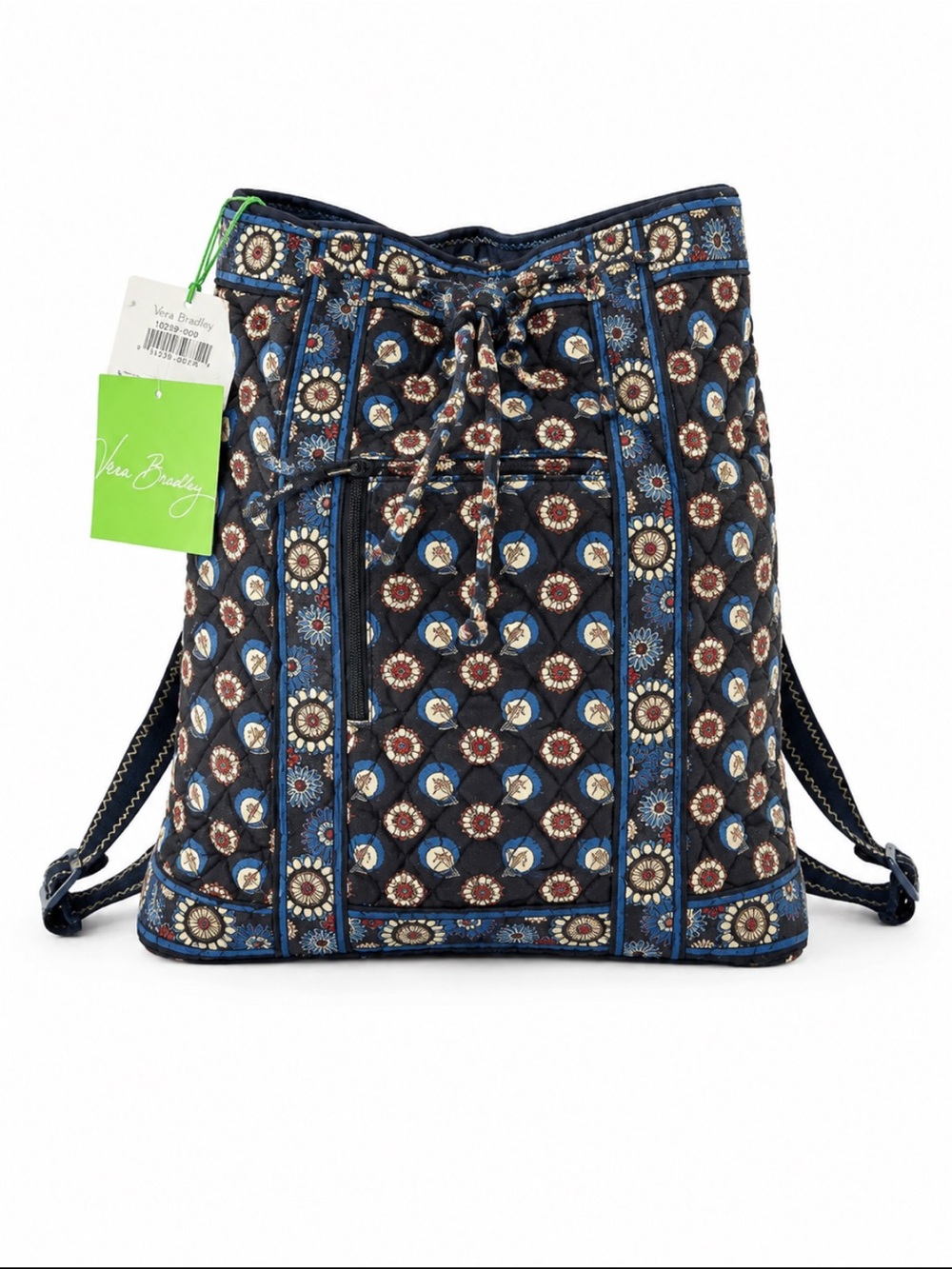 Vera Bradley Night Owl Quilted Drawstring Backpack NWT Travel Bag